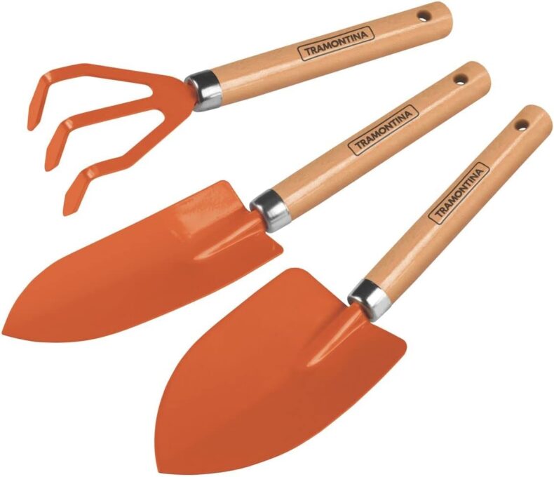 Tramontina Conjunto Para Jardinagem Metalico Com Cabo De Madeira 3 Pecas